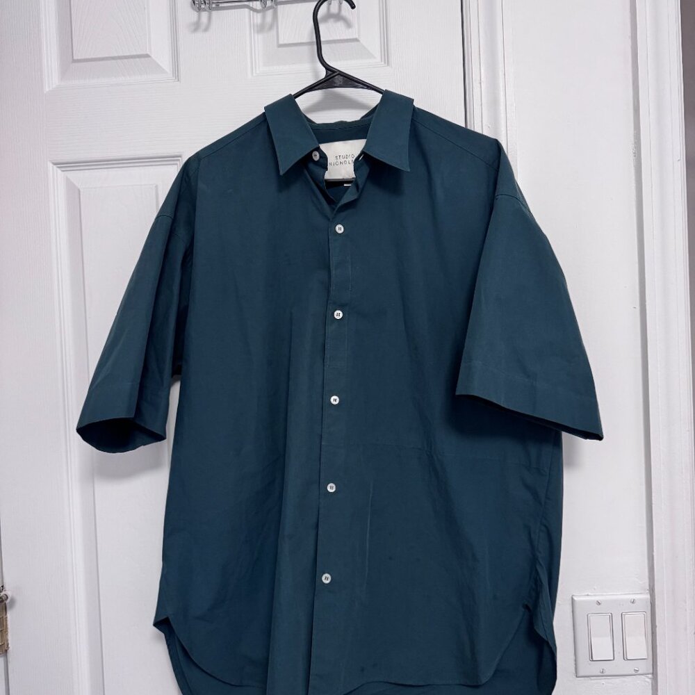 Studio Nicholson Oversized Boxy Short Sleeve Shirt – Deep Teal